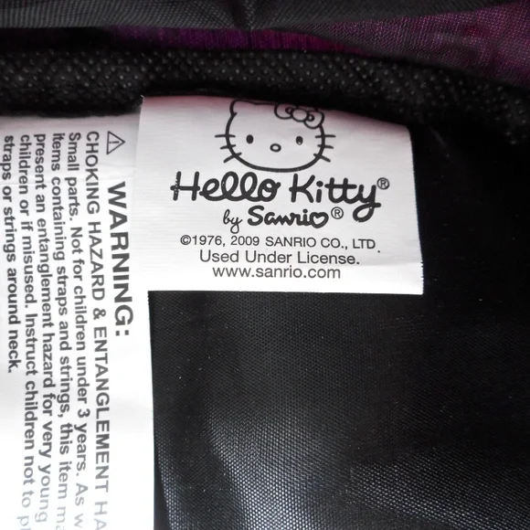 Hello Kitty Sanrio Light Pink Black Backpack Hearts Stars School Embroidered - Picture 14 of 14
